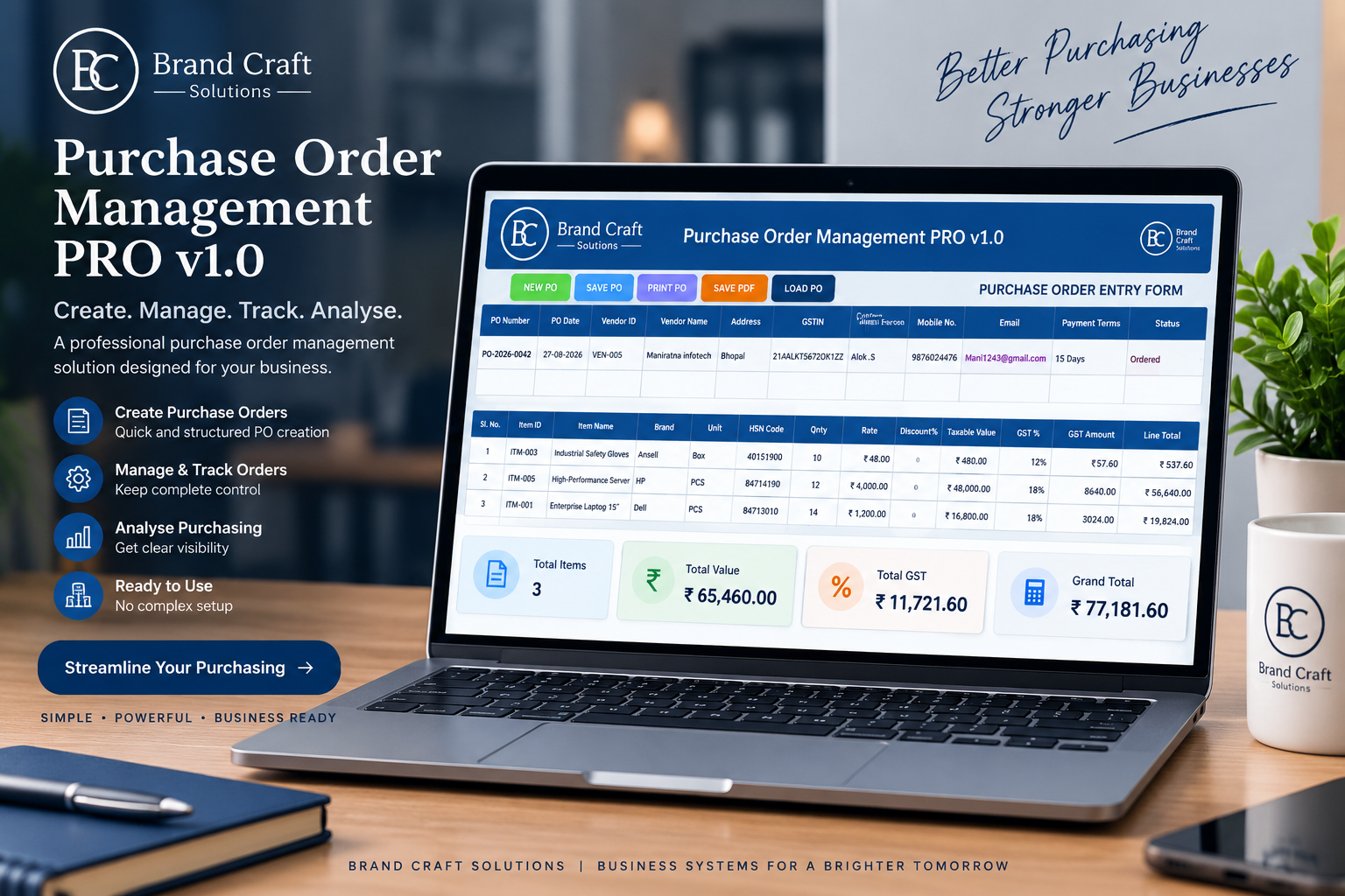 Purchase Order Management PRO product and workflow presentation